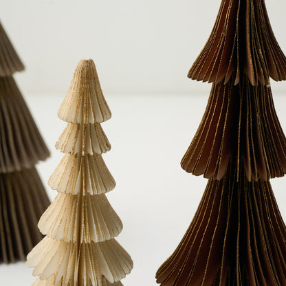 Winter Neutrals Set of Decorative Paper Trees up close