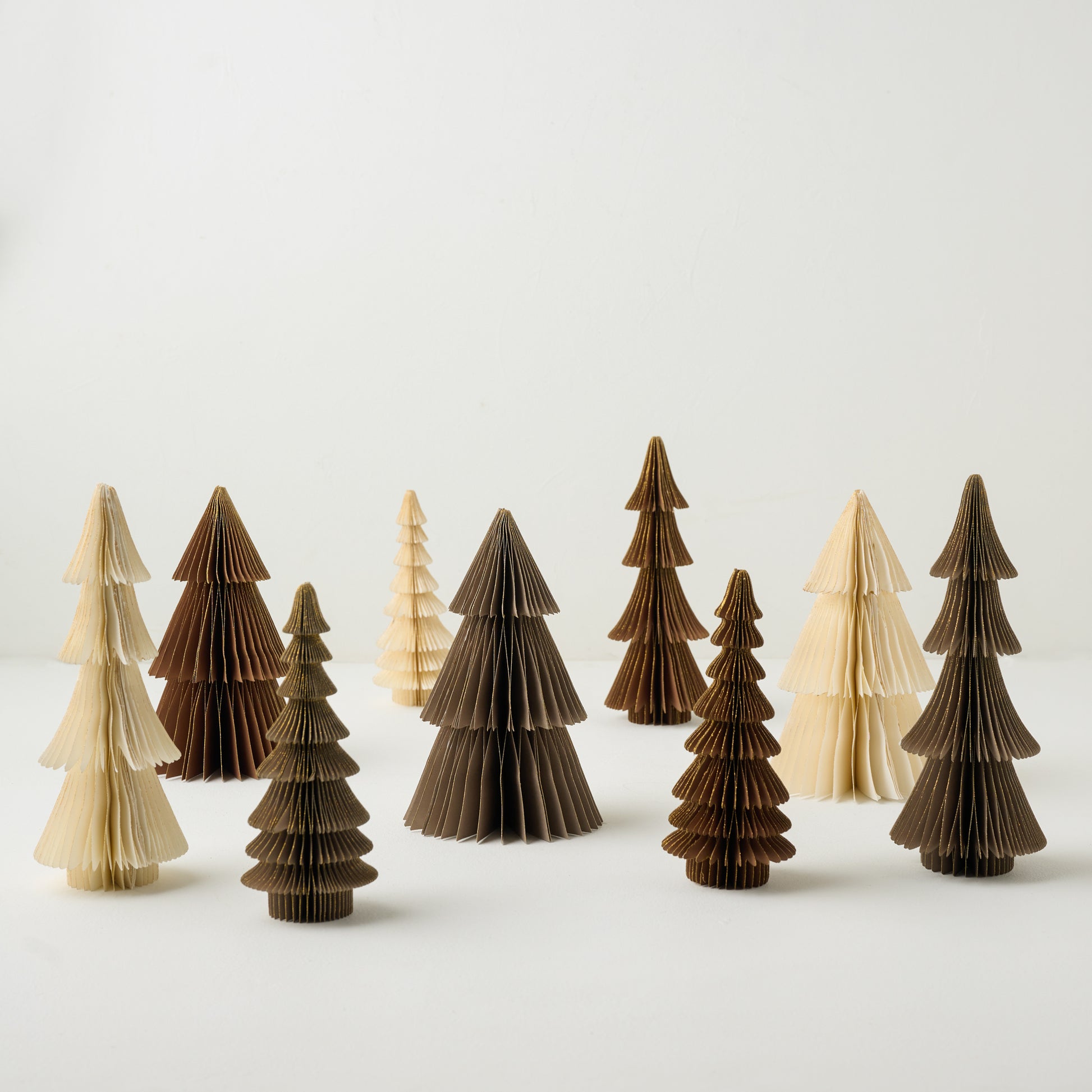 Winter Neutrals Set of Decorative Paper Trees