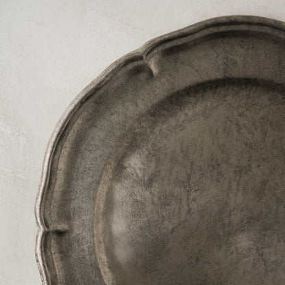 Vintage-Inspired Pewter Charger up close