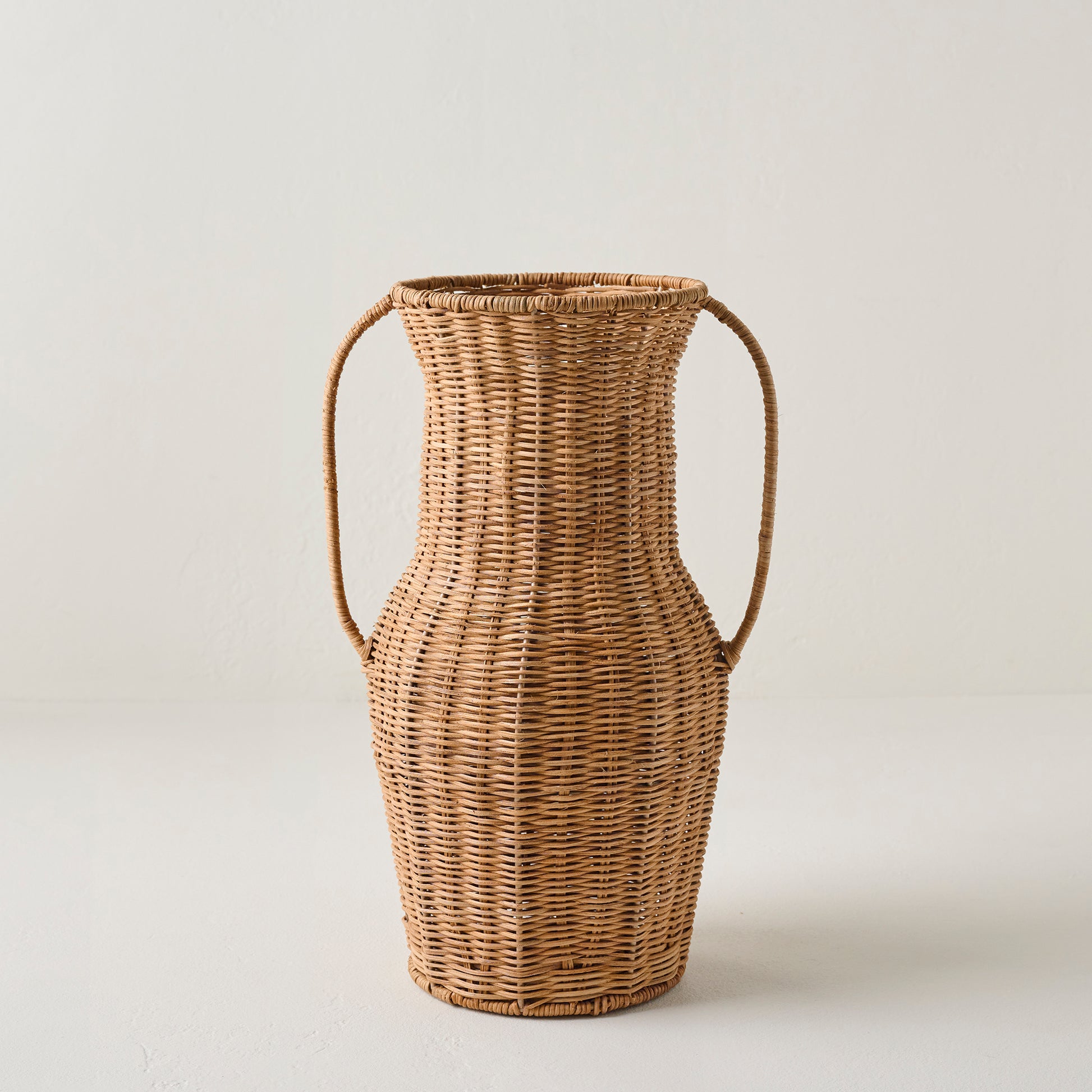 Tall Rattan Vase with Handles