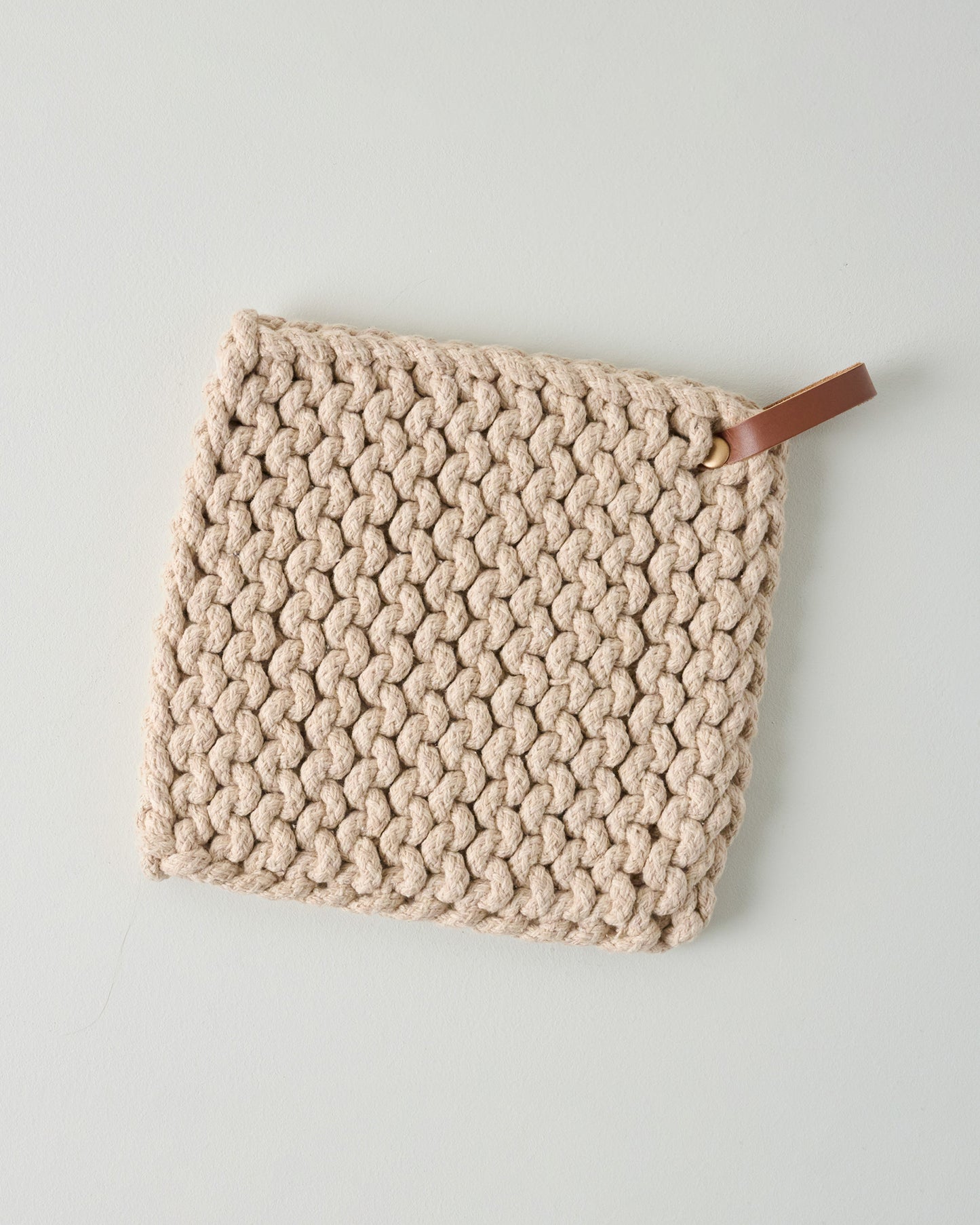 Heathered Hand Crocheted Pot Holder tan