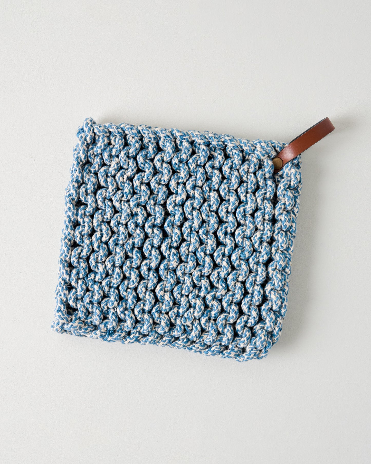 Heathered Hand Crocheted Pot Holder blue