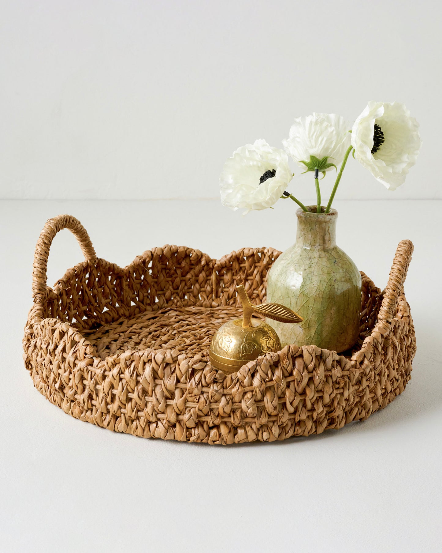 Solene Woven Scalloped Tray shown styled