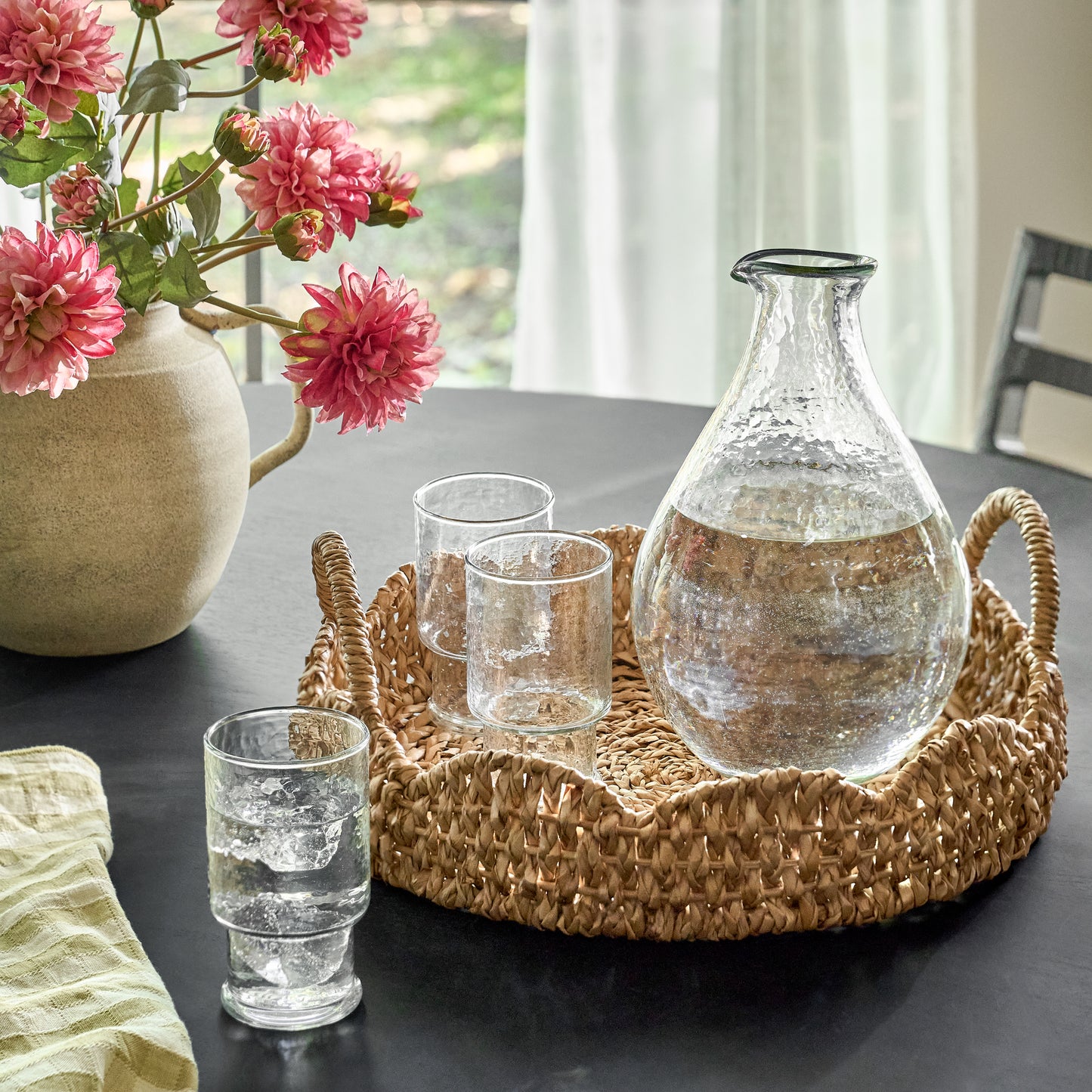 Solene Woven Scalloped Tray in a room