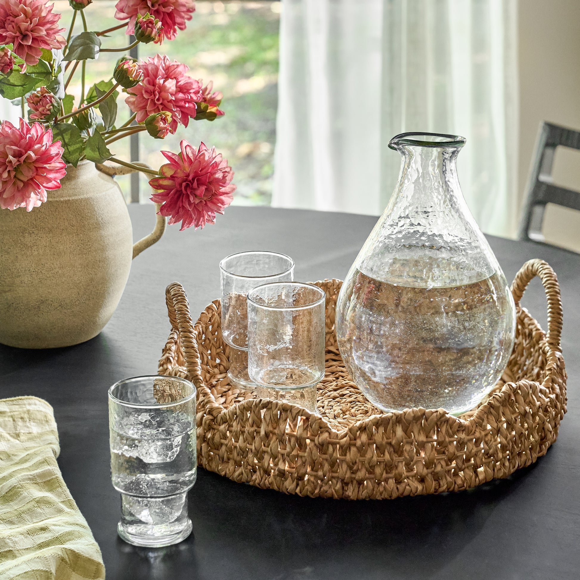 Recycled Glass Globe Carafe on a table