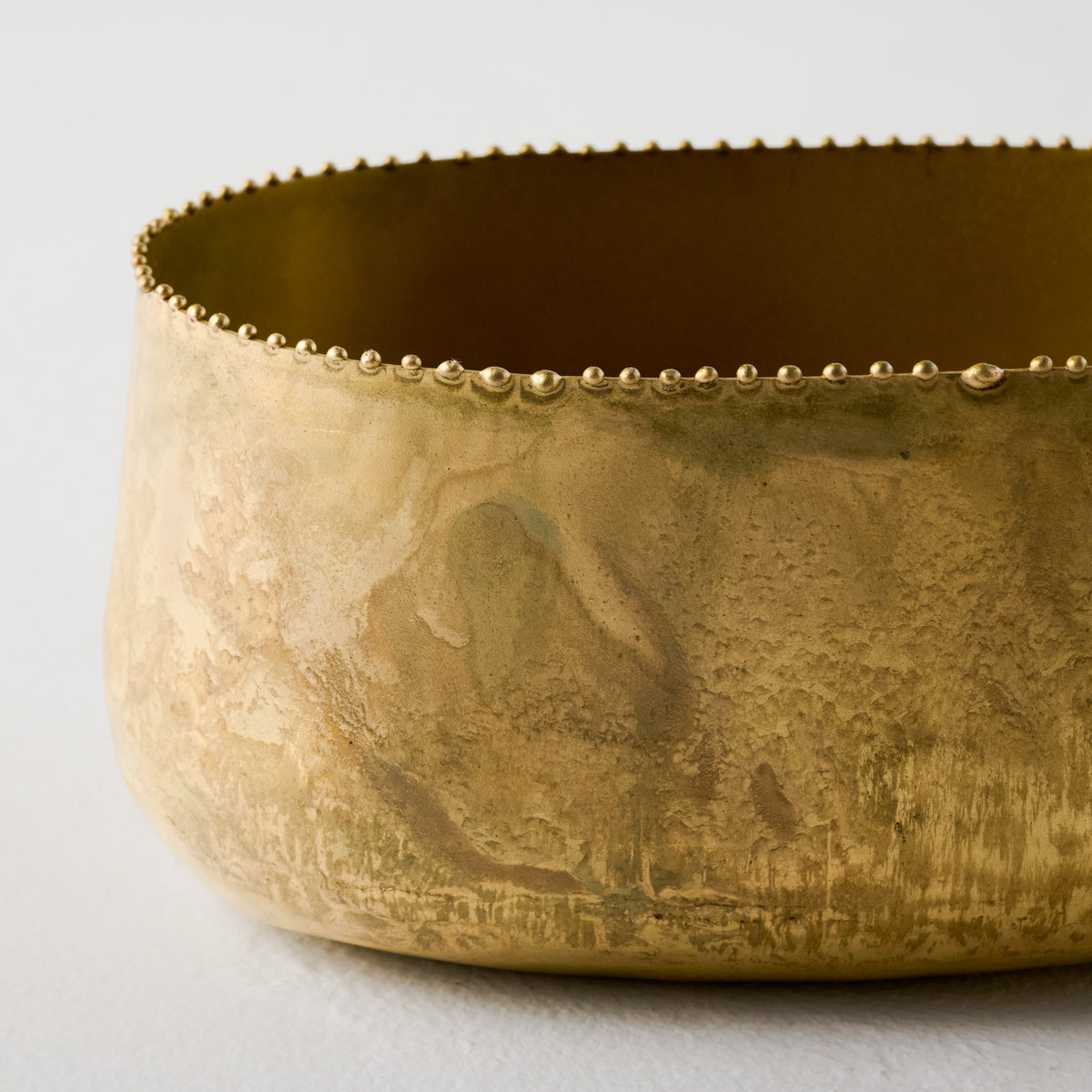 Oval Brass Planter up close