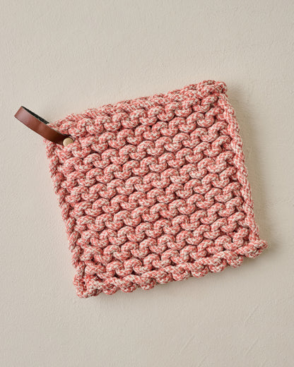 Heathered Hand Crocheted Pot Holder orange