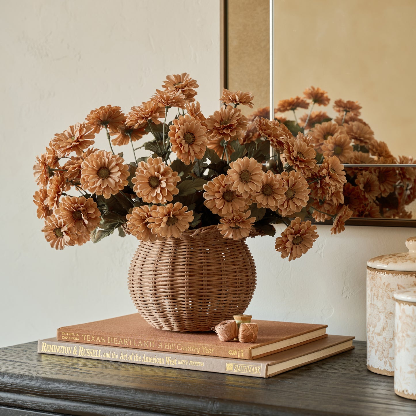 Perry Scalloped Rim Woven Vase shown styled