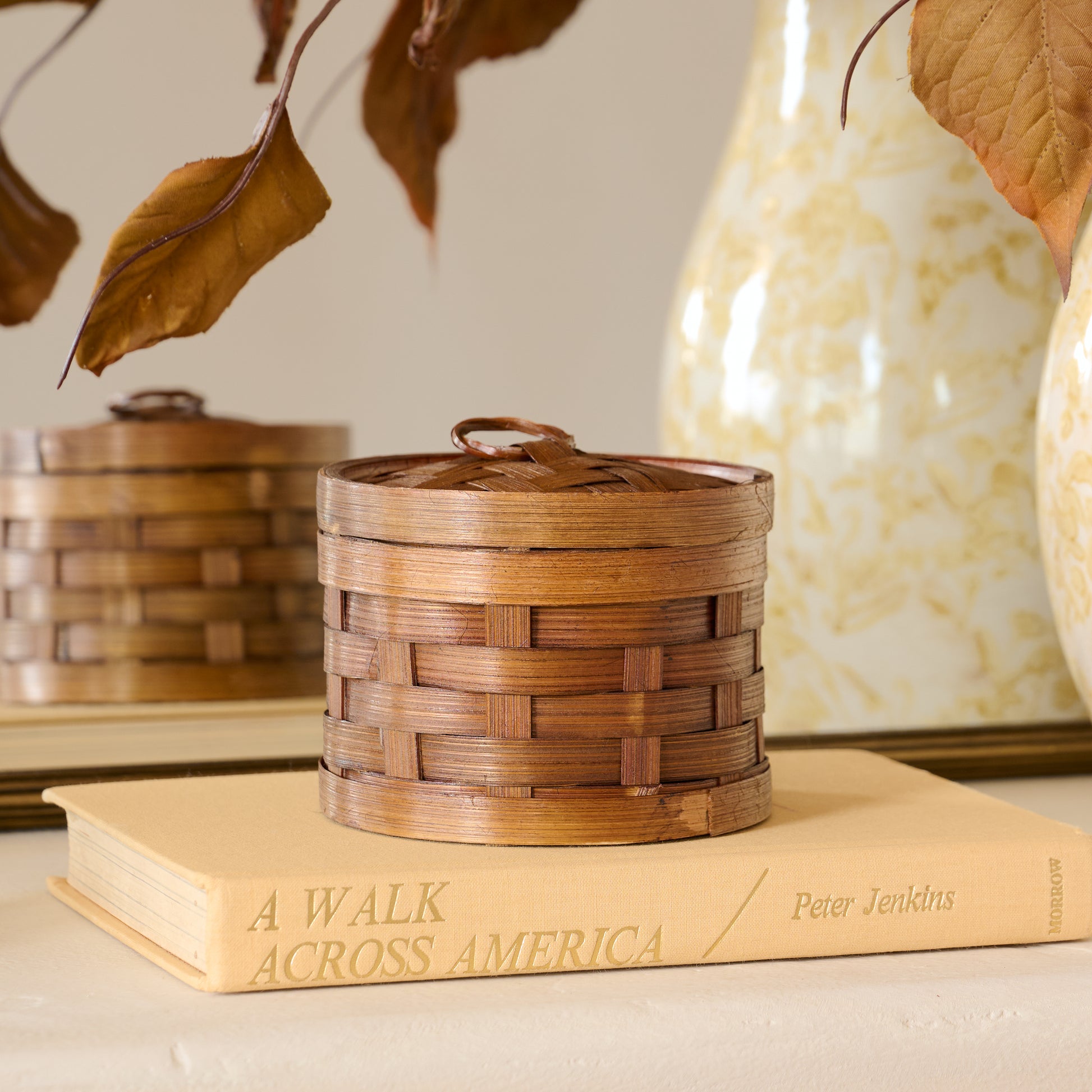 Small Beckett Decorative Woven Canister shown styled
