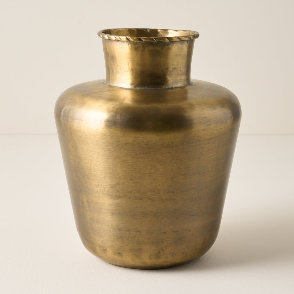 Antiqued Brass Banks Vase