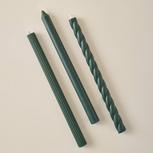 Assorted Forest Green Taper Set
