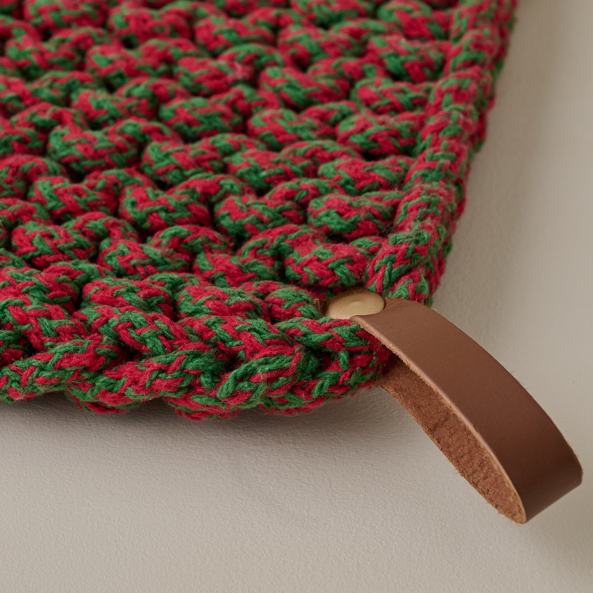 Holiday Hand Crocheted Cotton Pot Holder up close