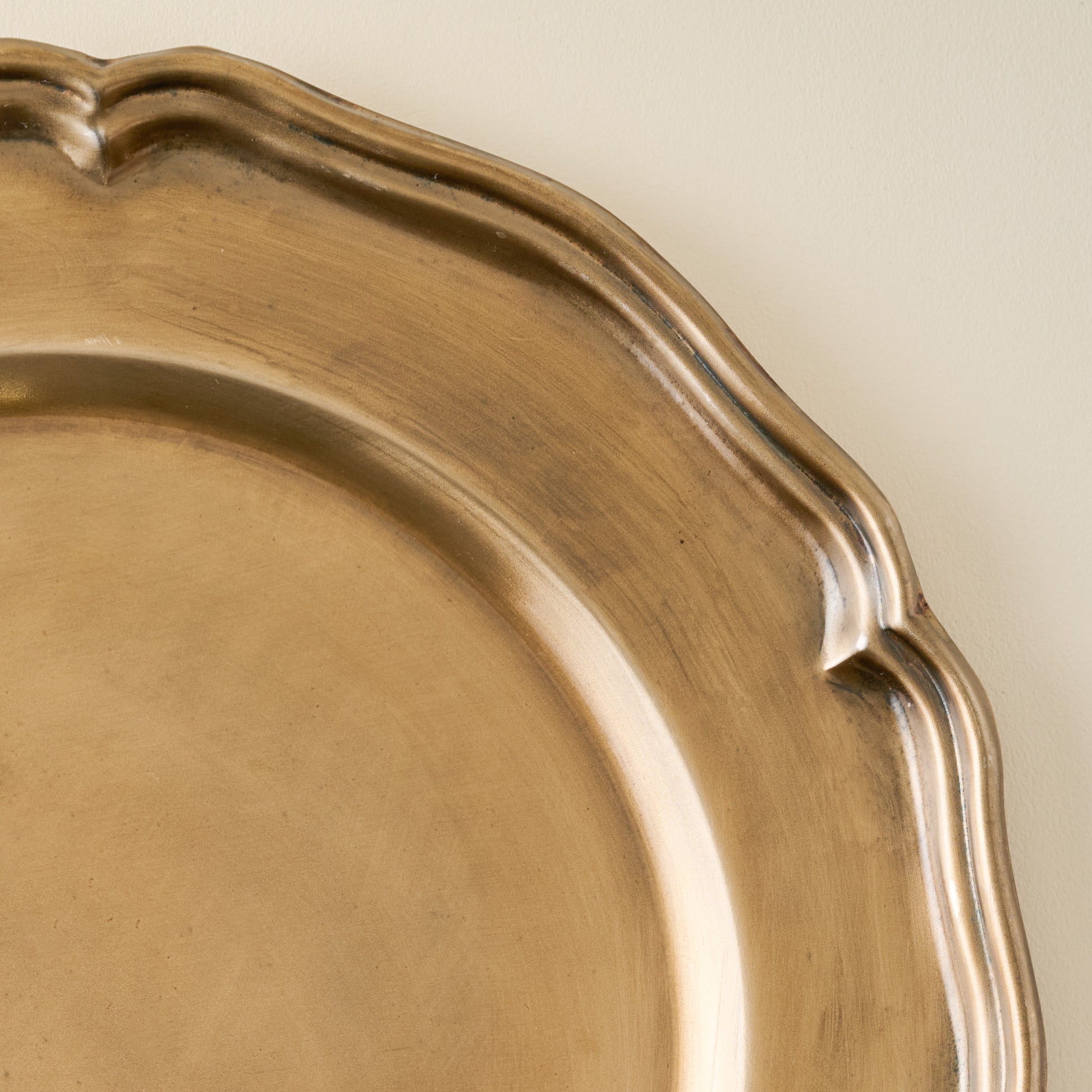 Antique Brass Scalloped Charger - XL edge up close