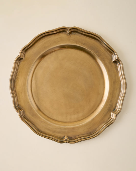 Antique Brass Scalloped Charger - XL
