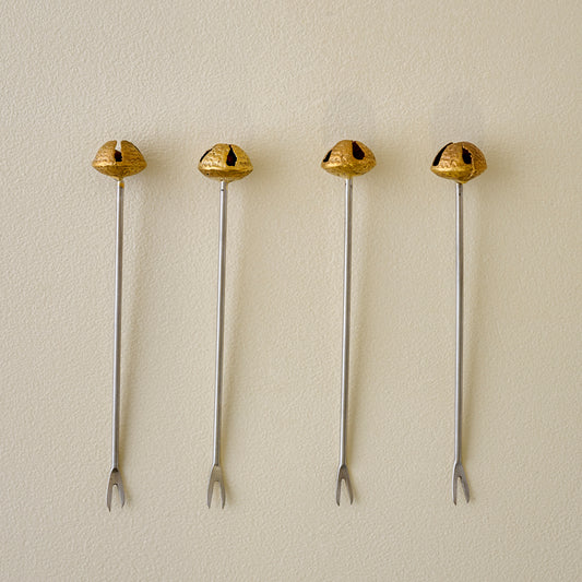 Brass Jingle Bell Cocktail Picks