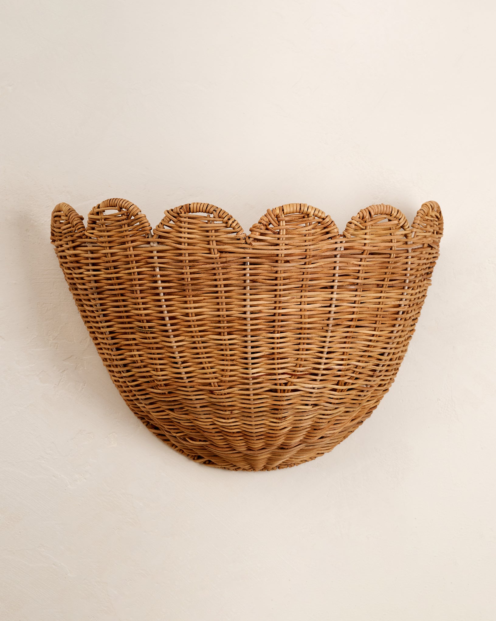 magnolia woven wall planter Solene Scalloped Woven Wall Basket