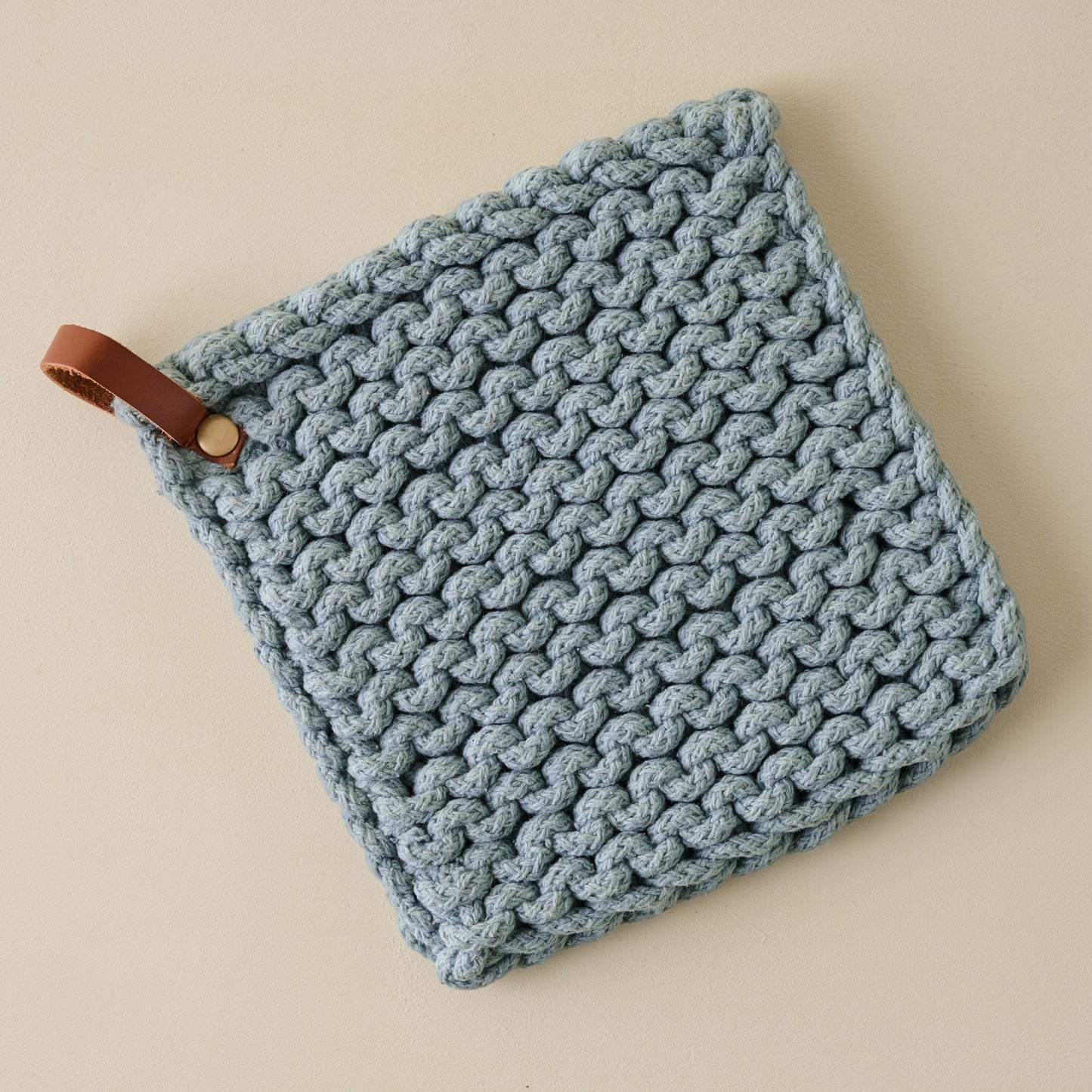 Hand Crocheted Cotton Pot Holder - Blue