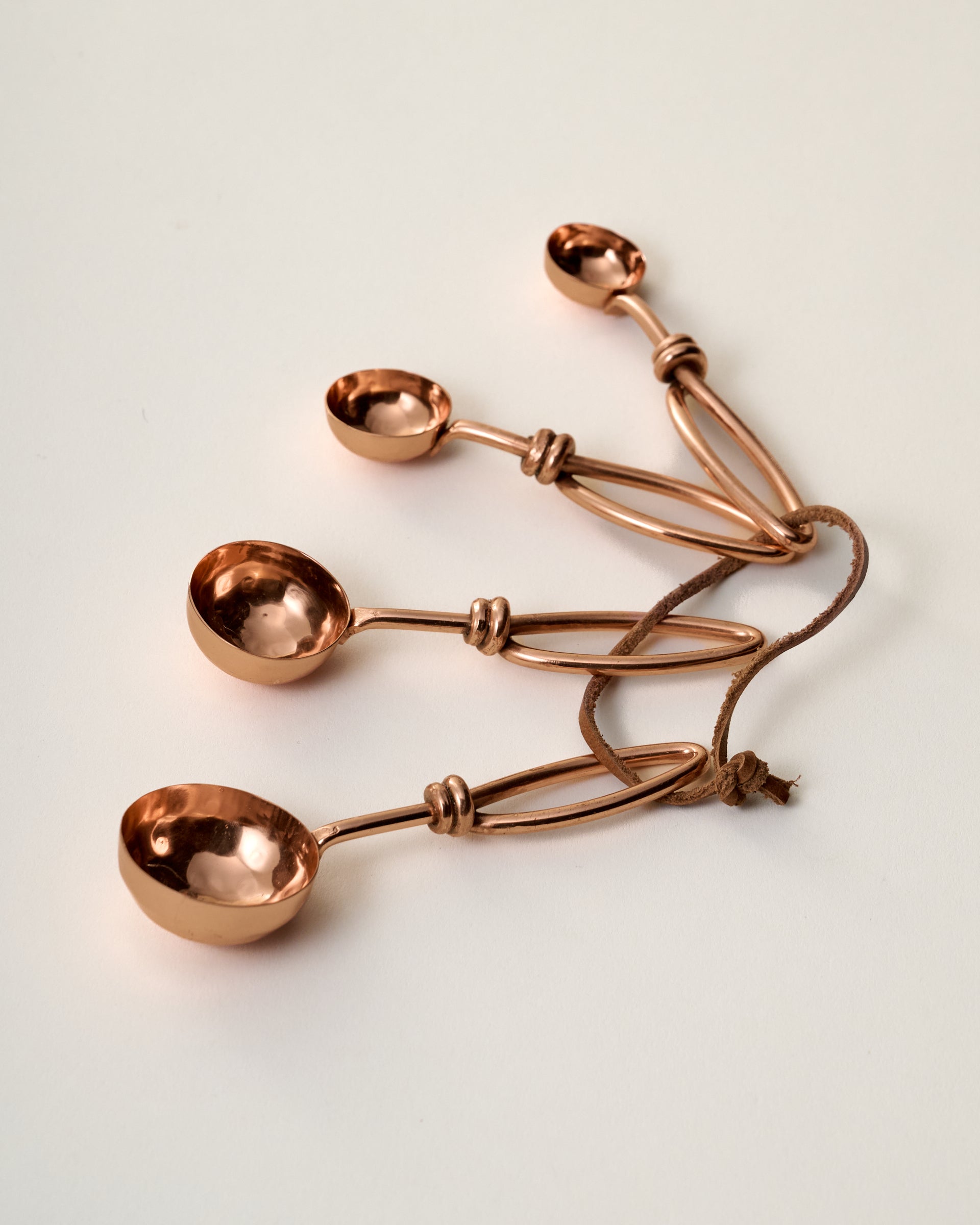 Hammered Copper Measuring Spoons spread out