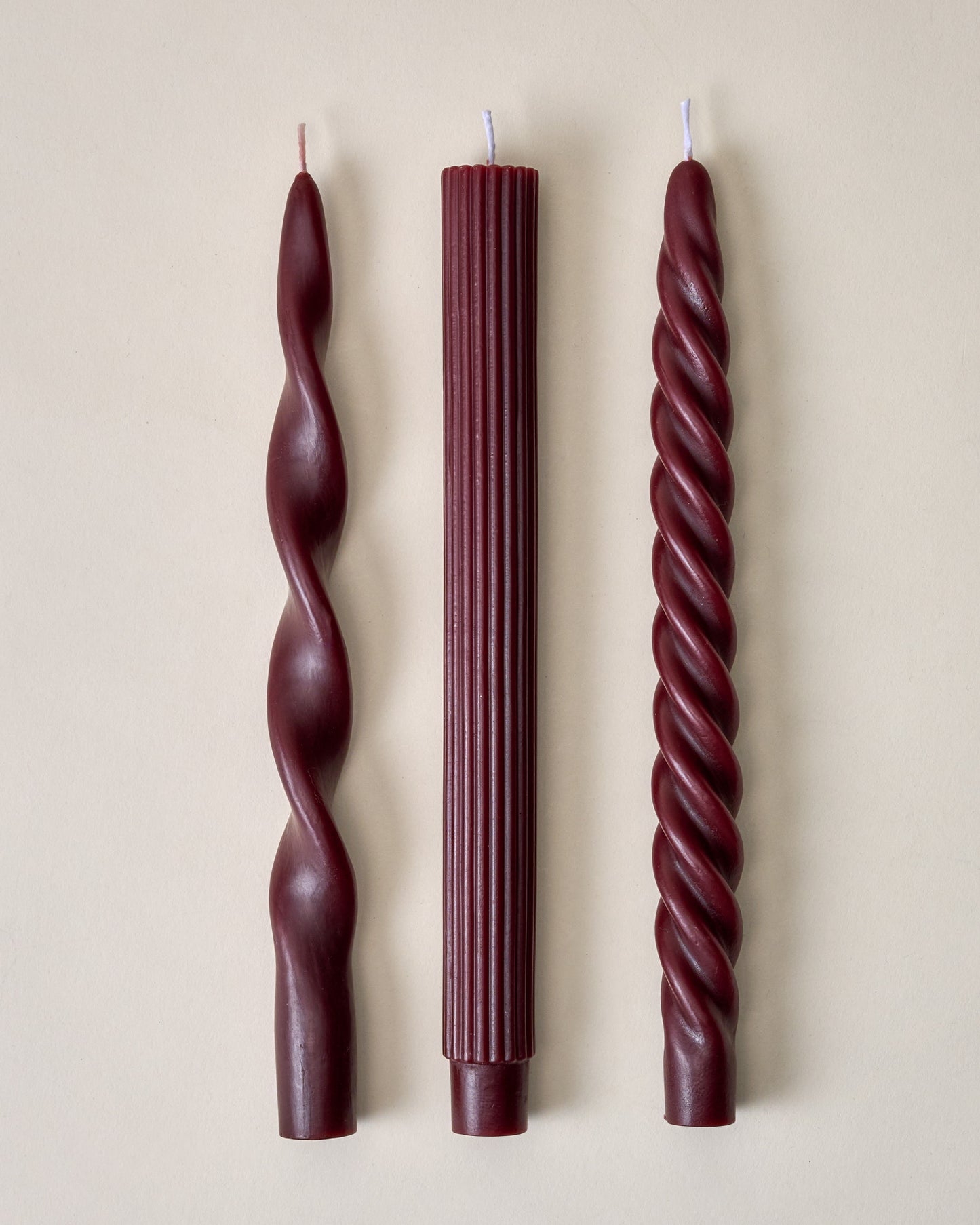Assorted Drippy Taper Candle - Burgundy