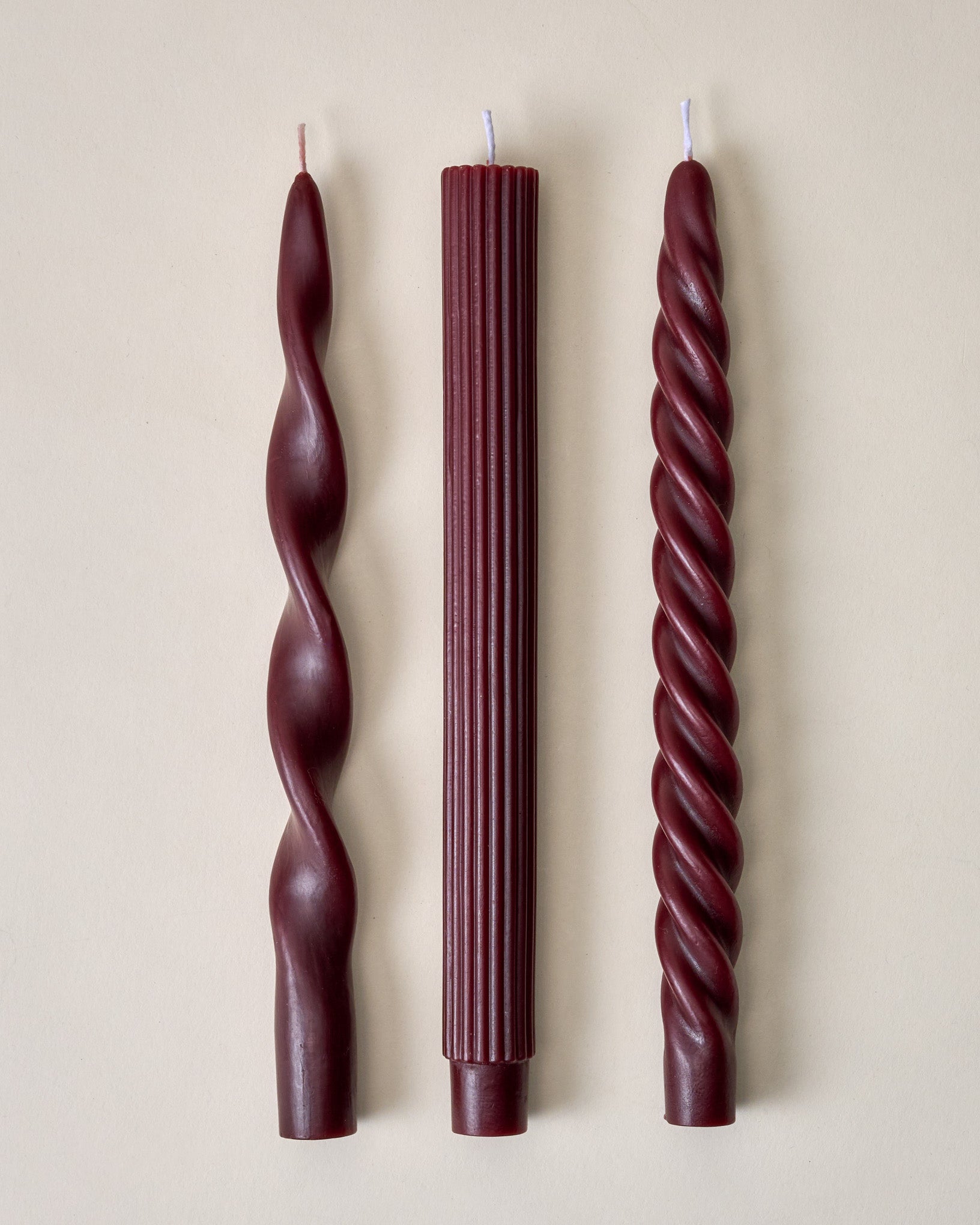 Assorted Drippy Taper Candle - Burgundy