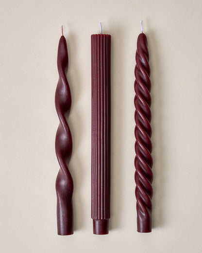 Assorted Drippy Taper Candle - Burgundy
