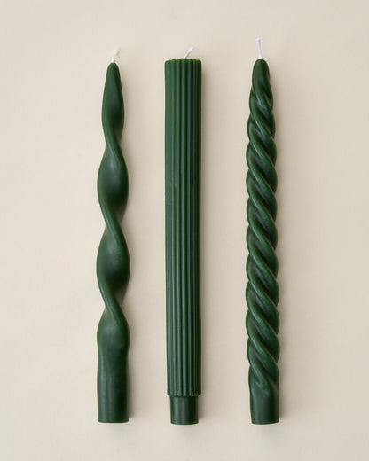 Assorted Drippy Taper Candle - Olive