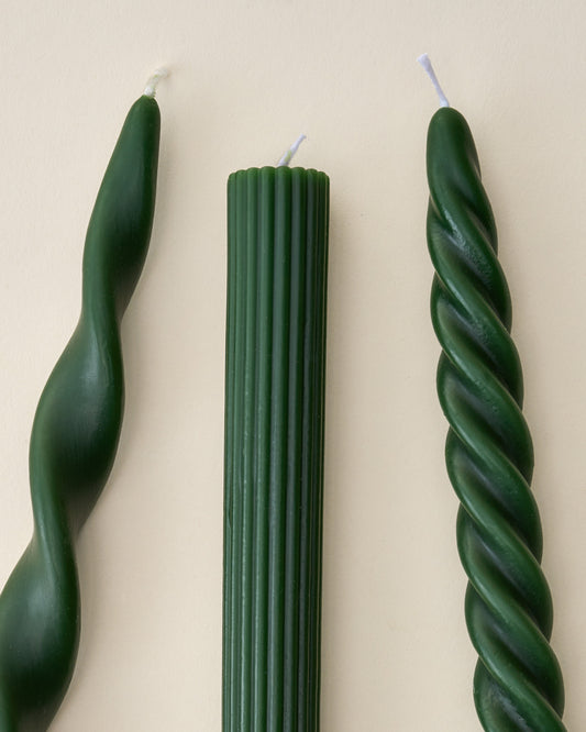 Assorted Drippy Taper Candle - Olive close up