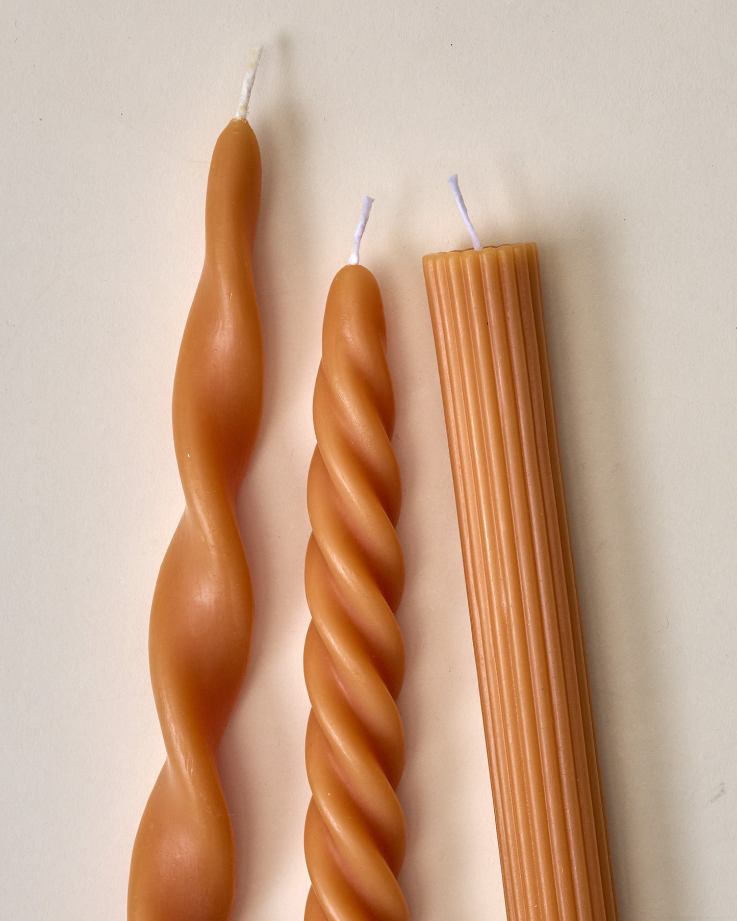 Assorted Drippy Taper Candle - Natural Beeswax close up