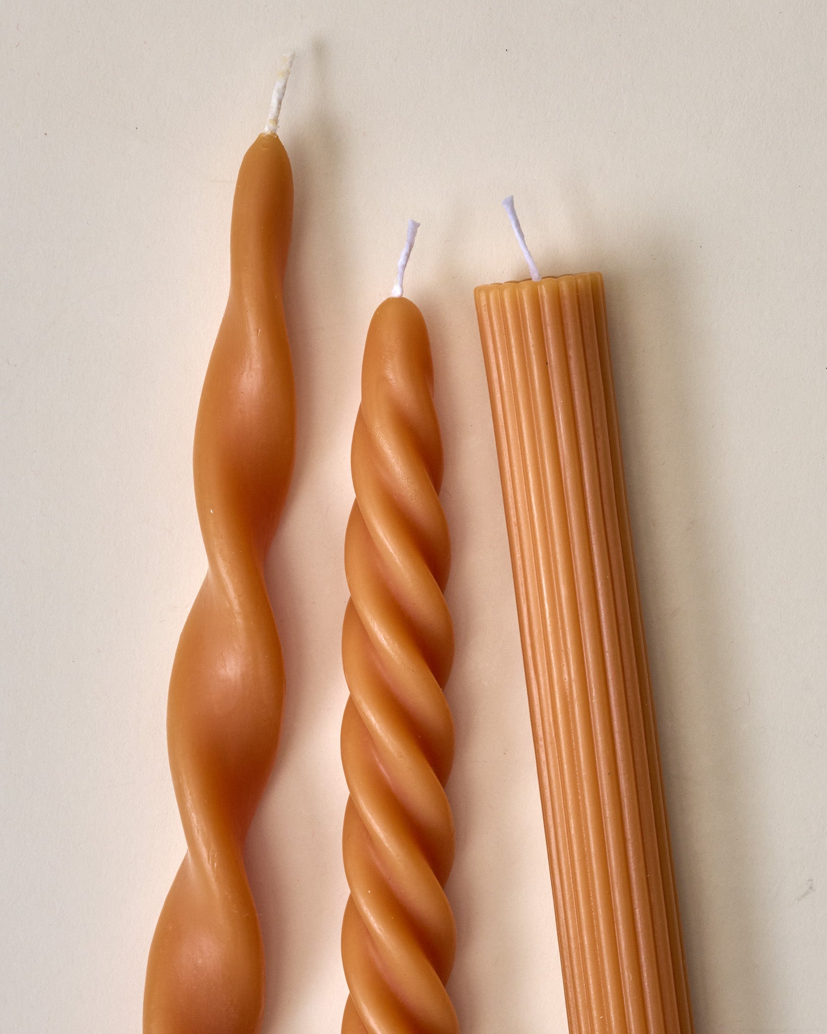 Assorted Drippy Taper Candle - Natural Beeswax close up