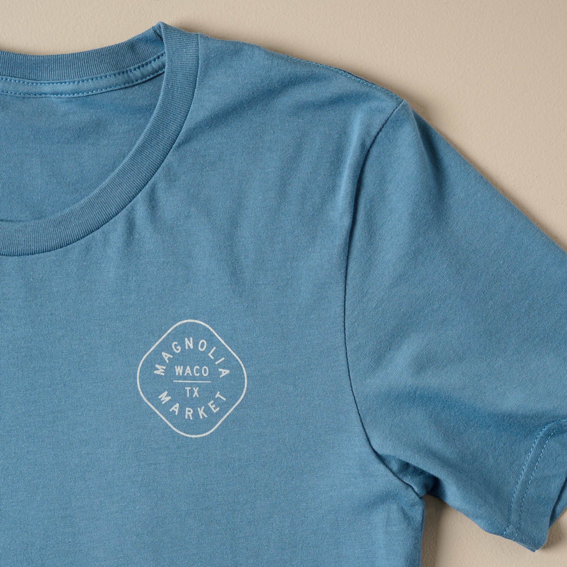 Katy Ballpark Steal Blue Tee front of shirt close up