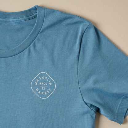 Katy Ballpark Steal Blue Tee front of shirt close up
