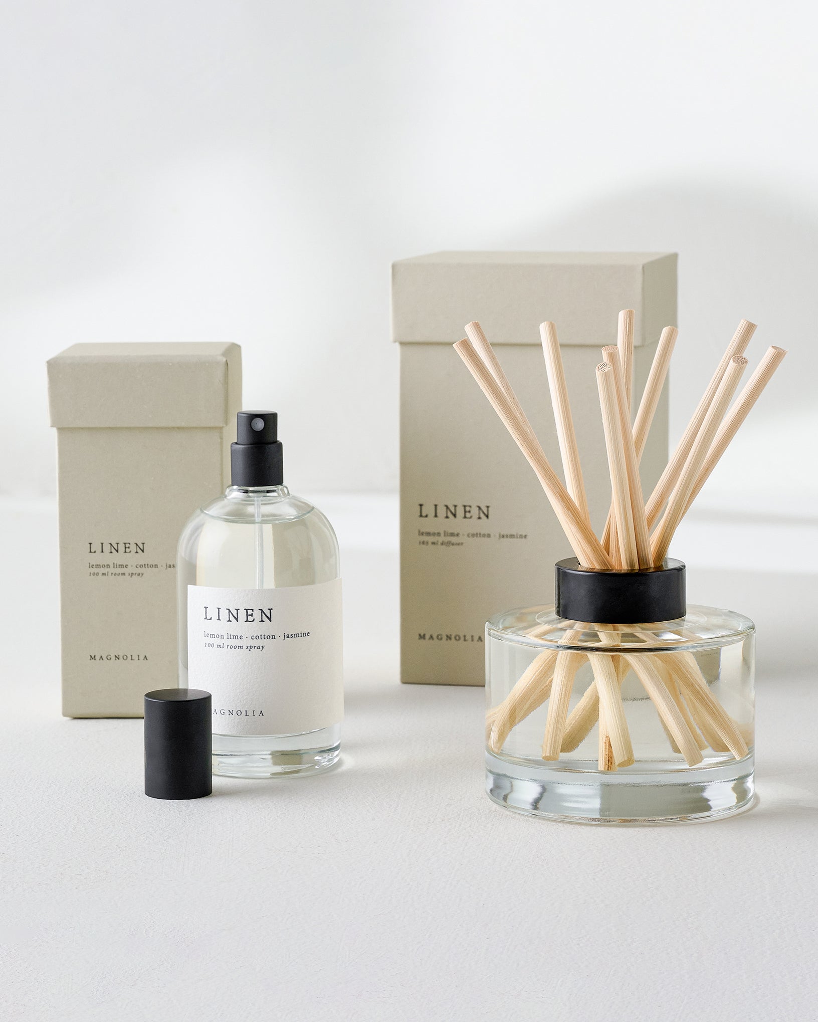 linen room spray with linen diffuser