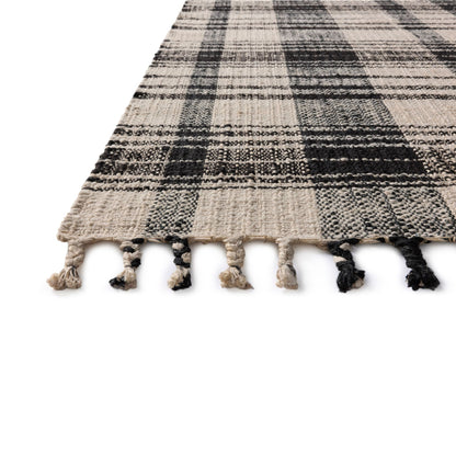Louie Ivory Black Rug corner up close
