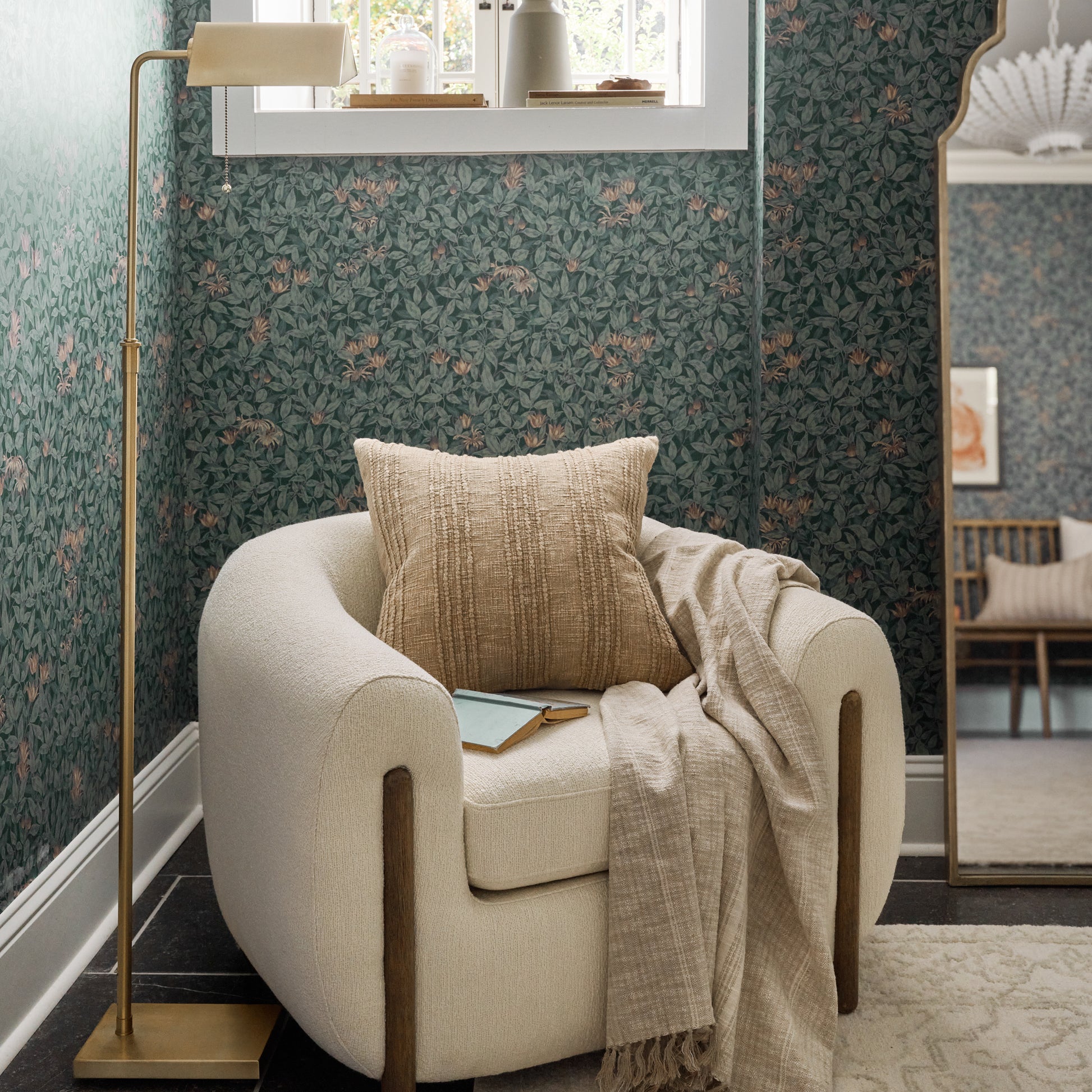 Wayland Floor Lamp next to an accent chair