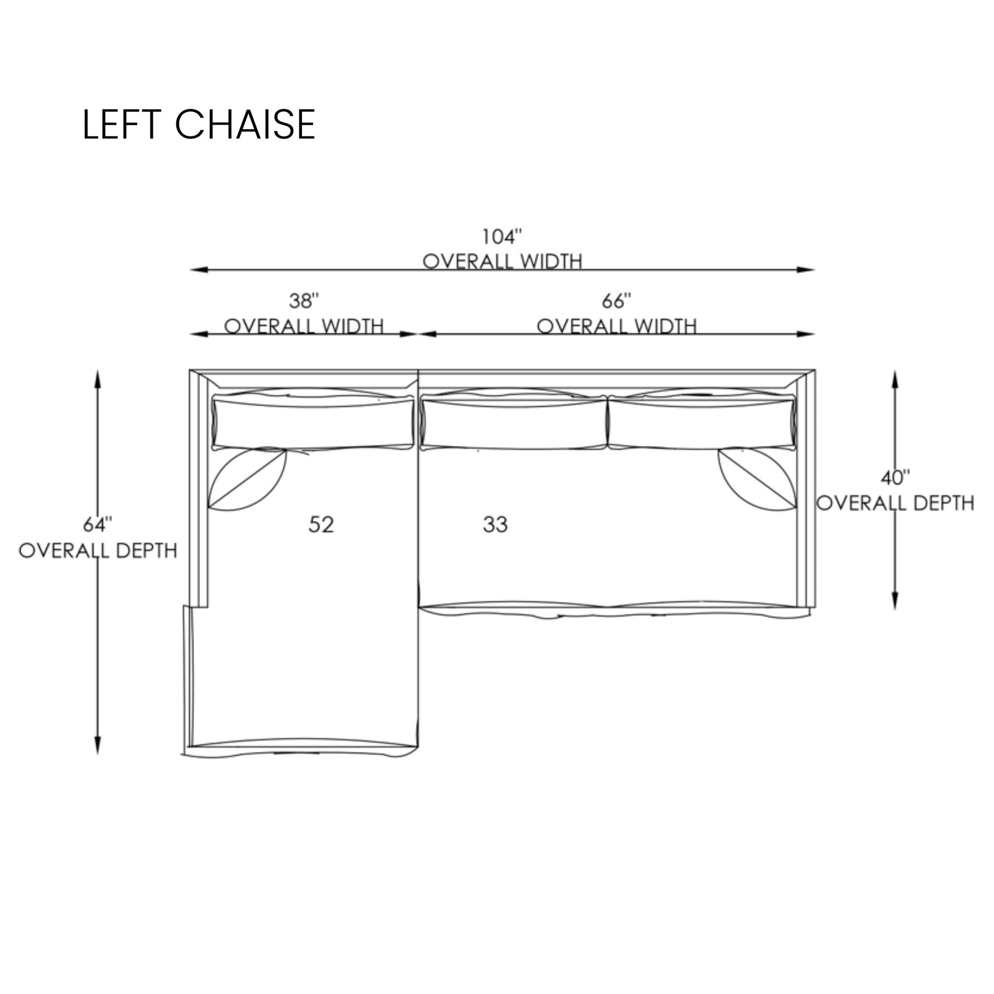 Sunday 2 Piece Sectional left chaise drawing