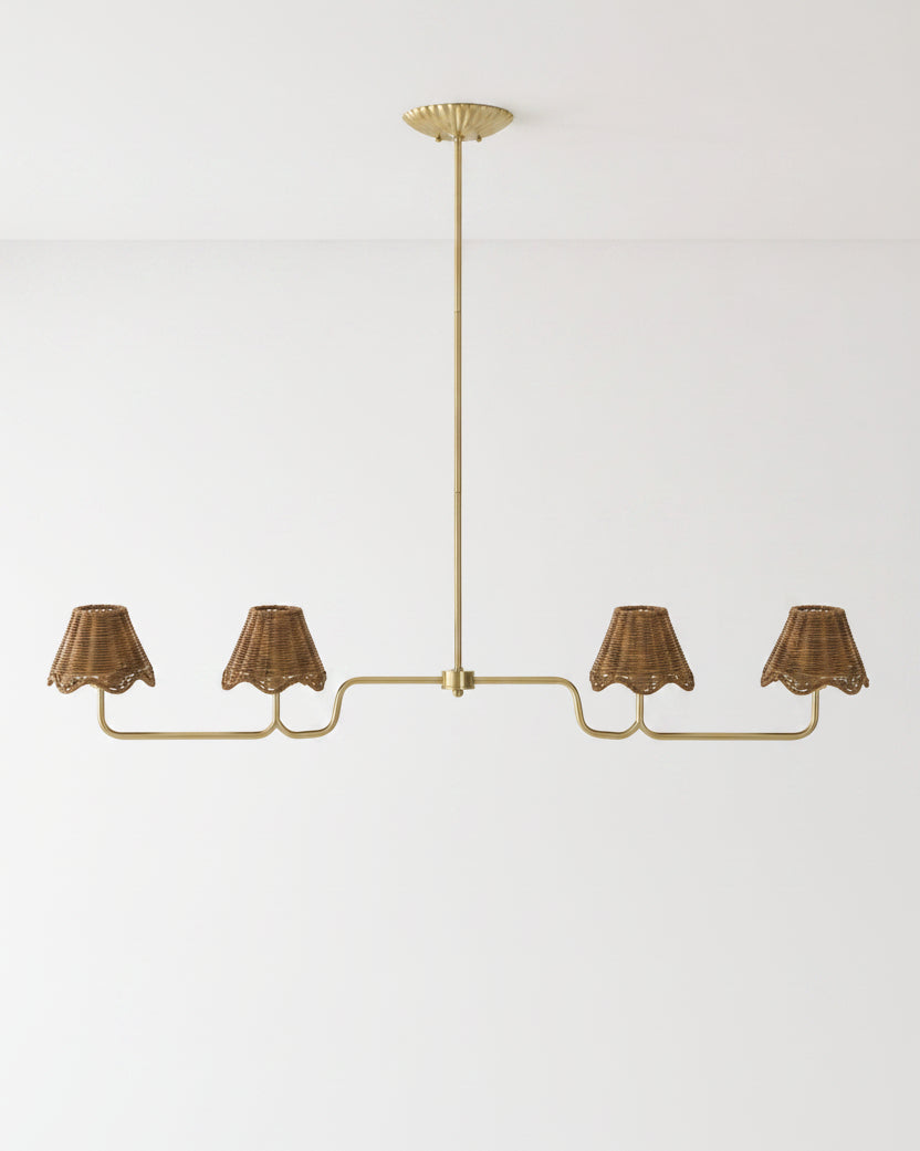 Lucinda Rattan Scallop Linear Chandelier