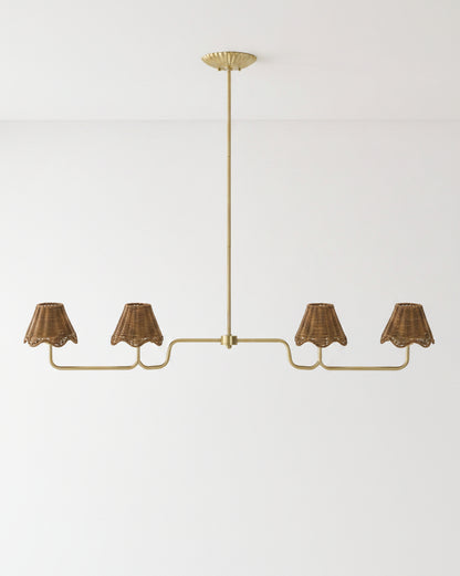 Lucinda Rattan Scallop Linear Chandelier