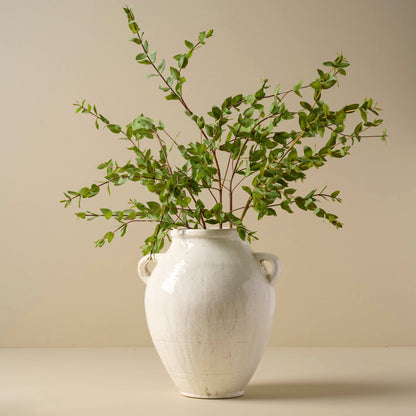 Oversized Distressed White Crackle Vase with branches
