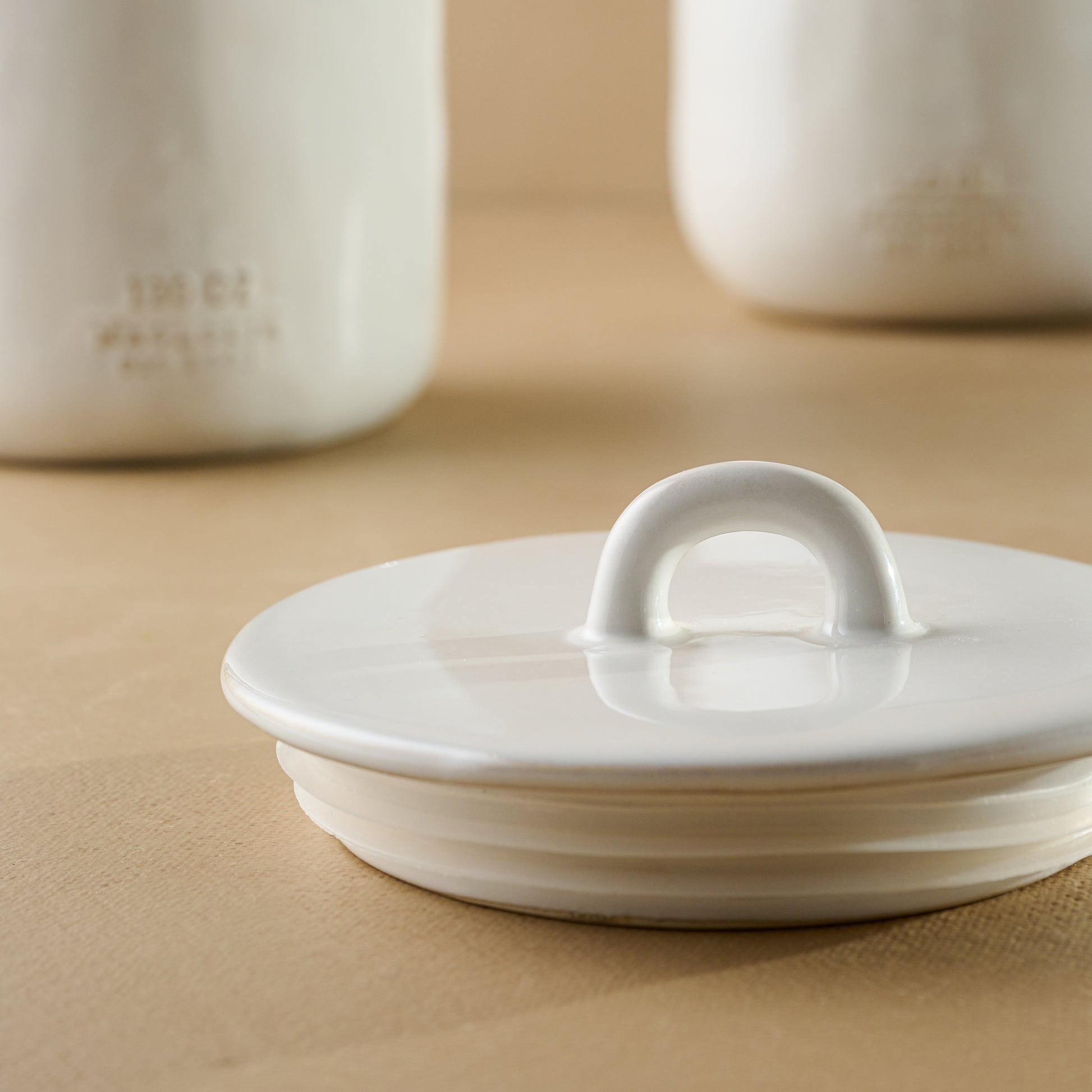 Mia Ceramic Canister close up of lid
