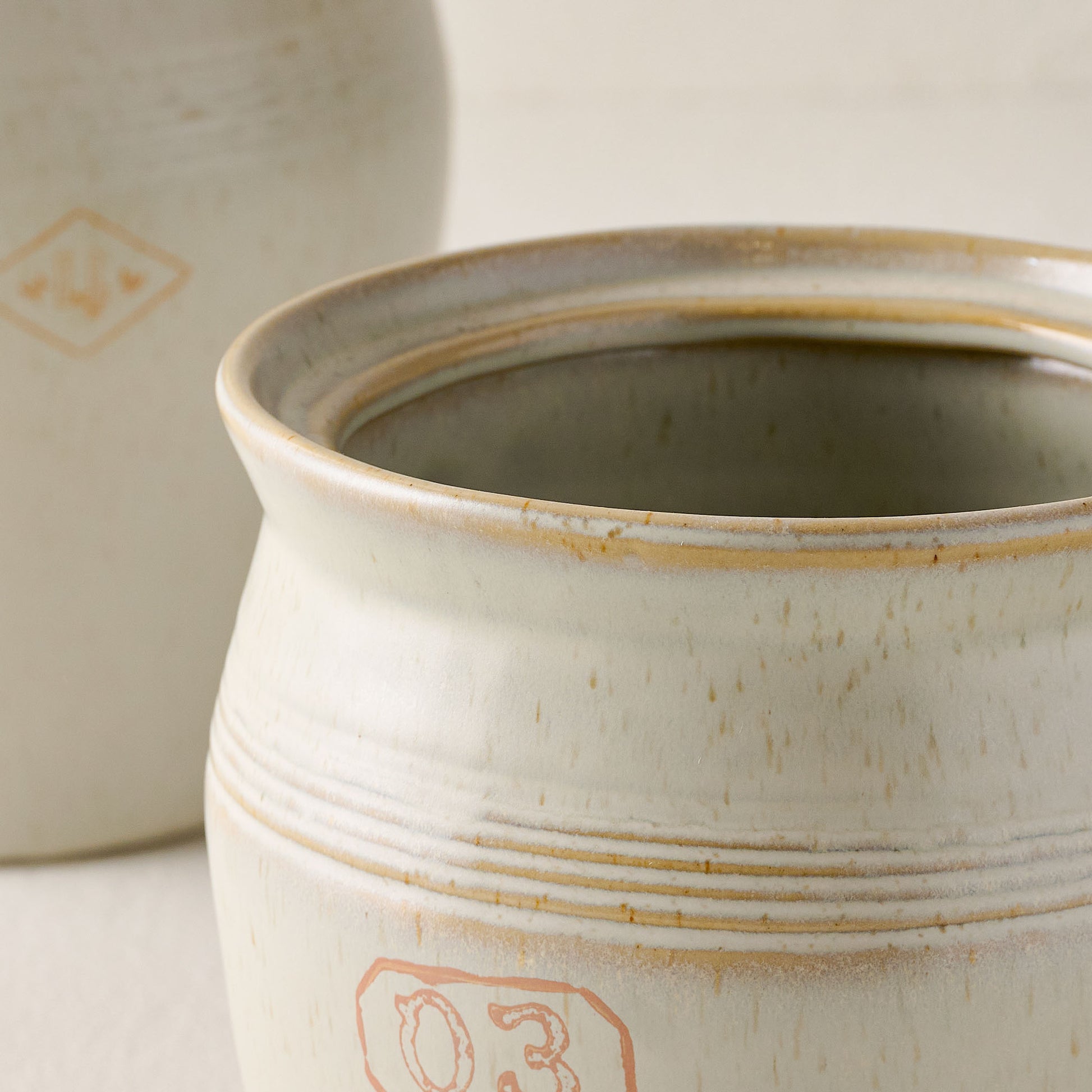French Grey Embossed Stripe Canister small close up