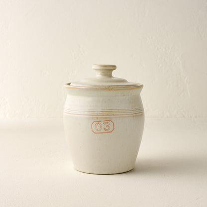 French Grey Embossed Stripe Canister small