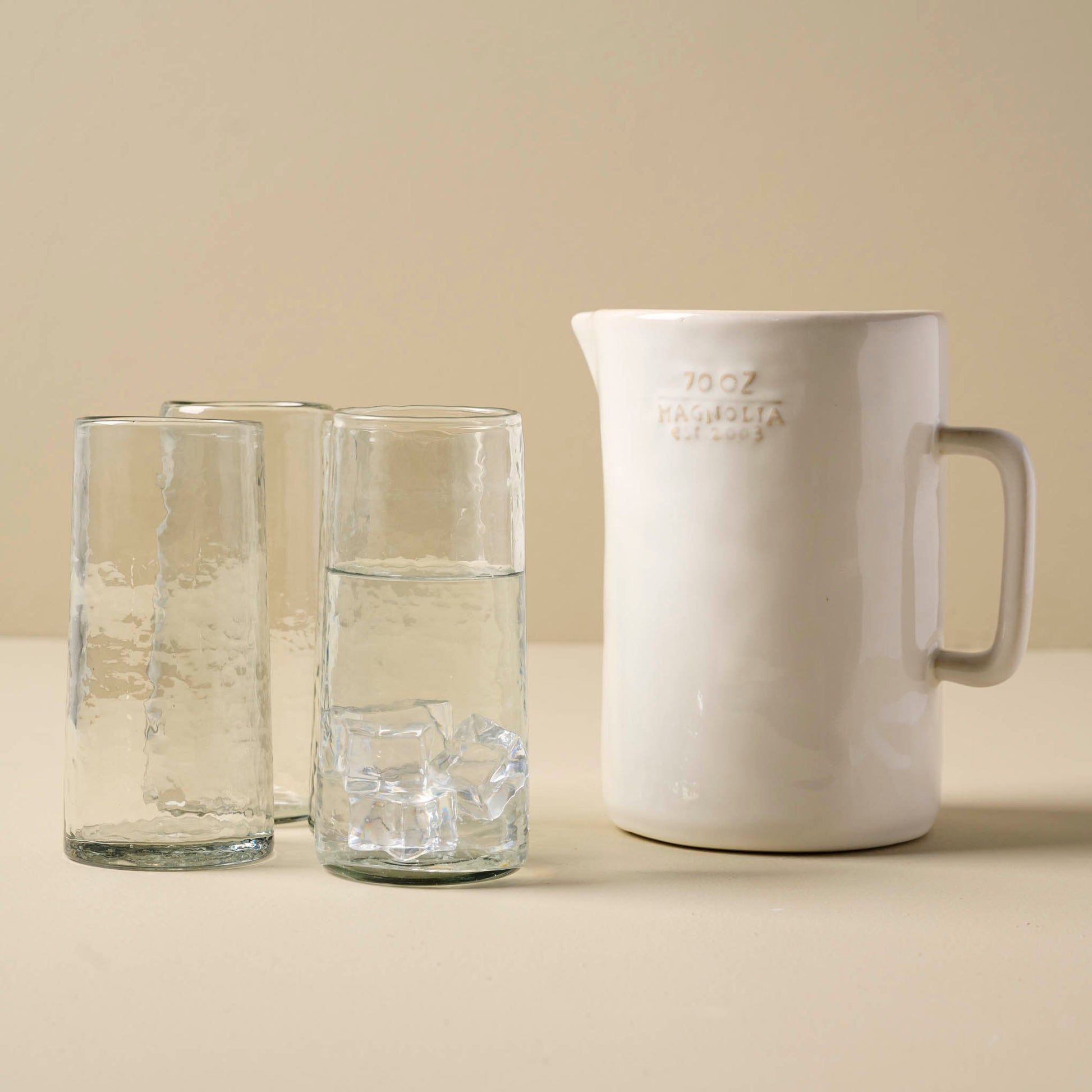 Magnolia Est. Ceramic Pitcher with water glasses