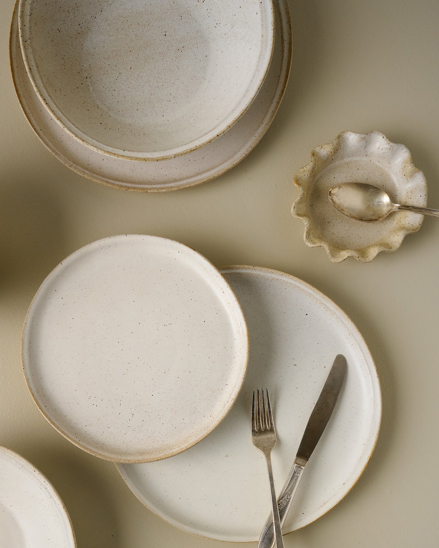 French White Ruffle Spoon Rest with french white dishware