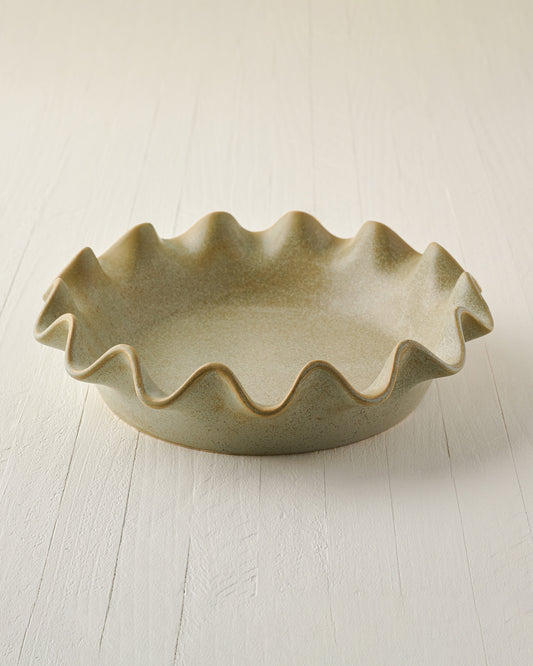 Loden Green Scalloped Pie Dish