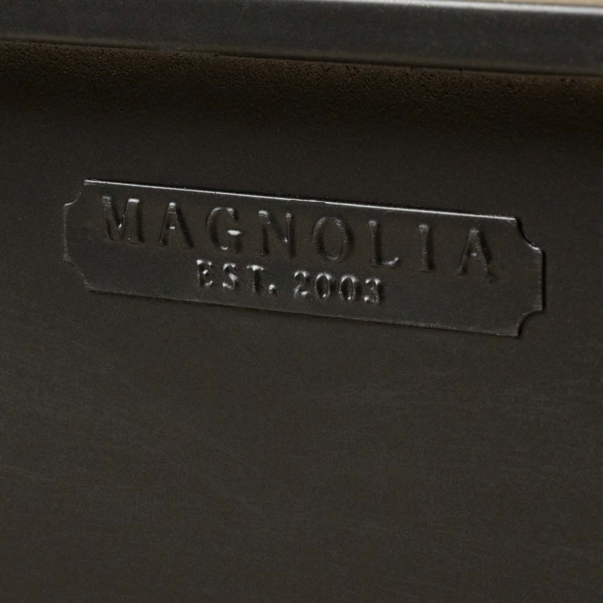 Archer Medicine Cabinet in black close up of magnolia logo