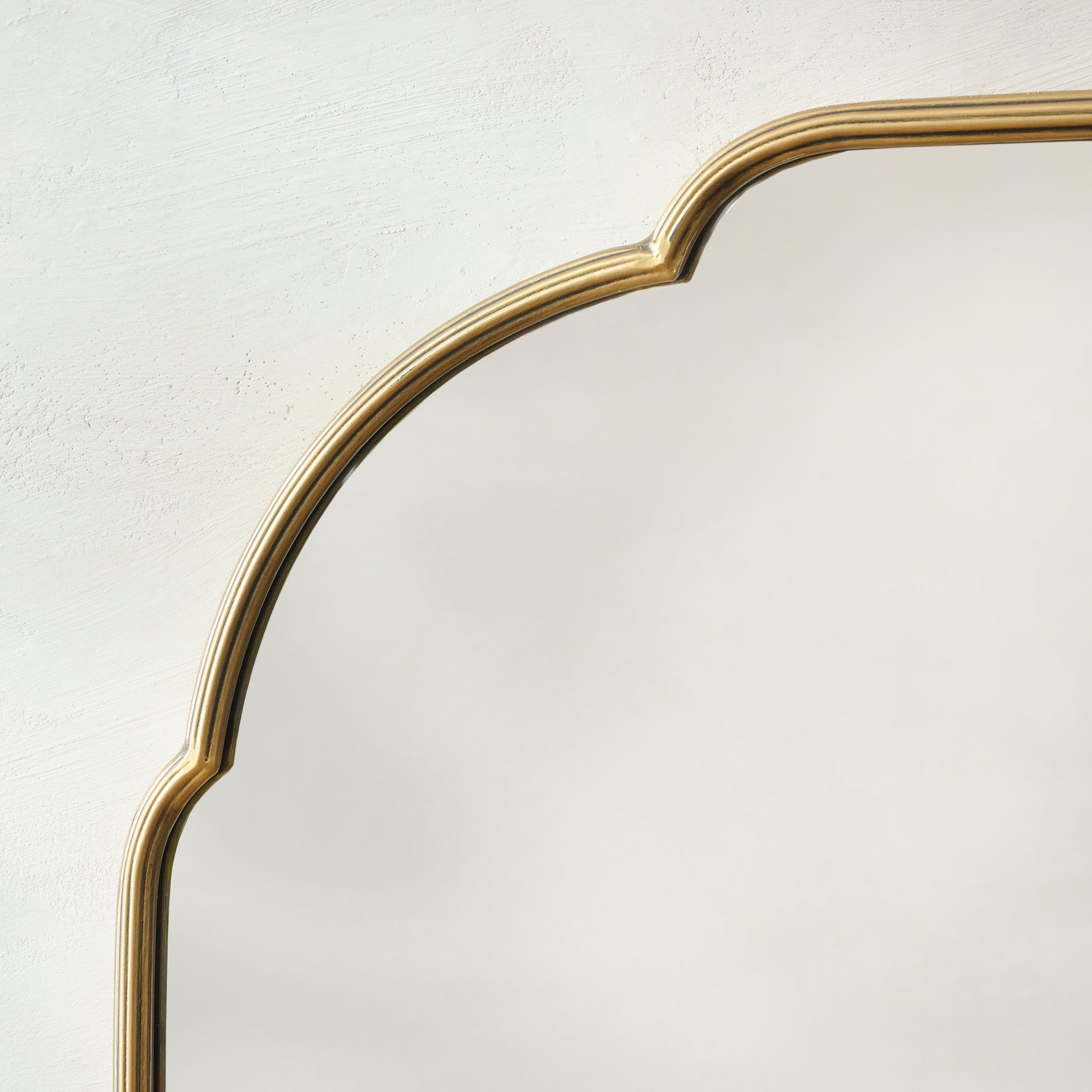 Antique Brass Luna Mirror corner up close