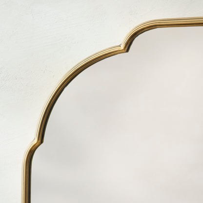 Antique Brass Luna Mirror corner up close