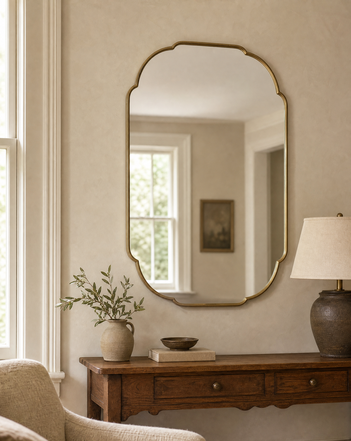 Antique Brass Luna Mirror-AI gen