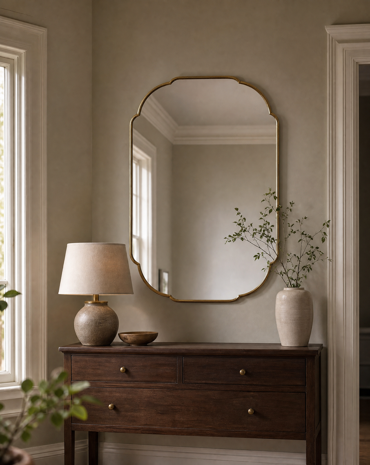 Antique Brass Luna Mirror-AI gen
