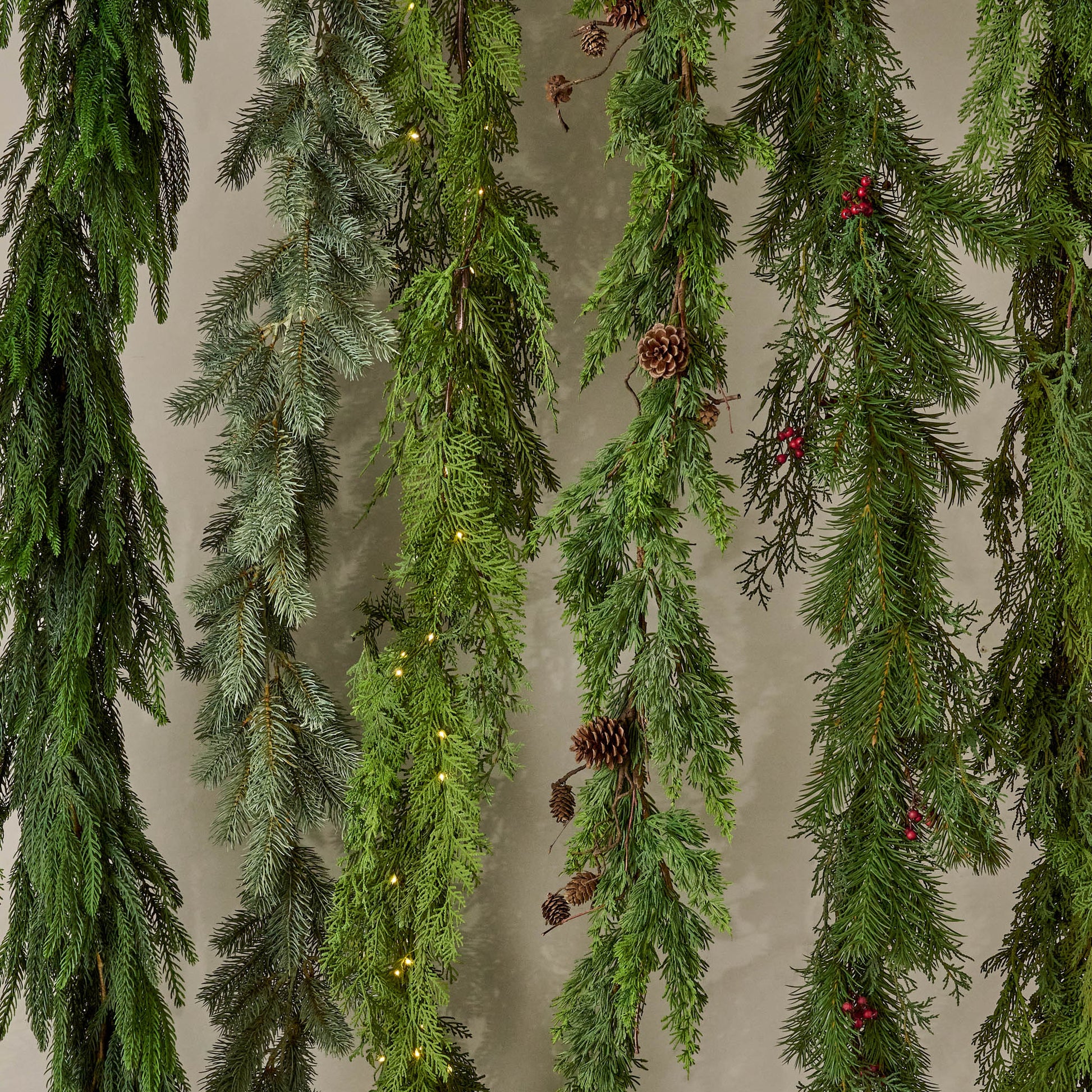 a variety of garlands